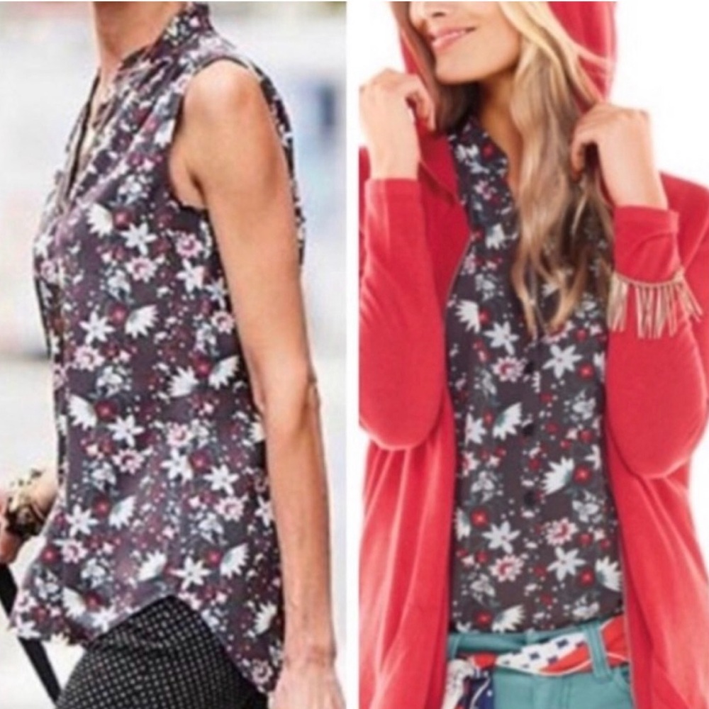CAbi Plaza 5210 Fiesta Floral V Neck sz small preppy - Picture 4 of 5